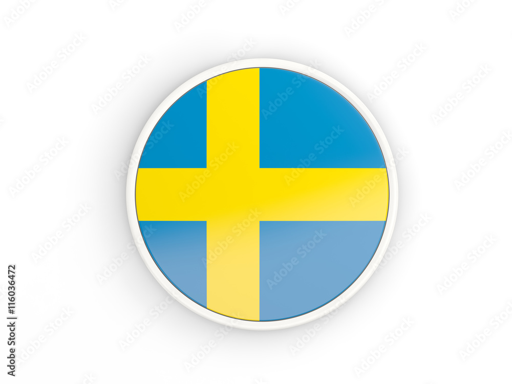 Flag of sweden. Round icon with frame Flag of sweden. Round icon with frame