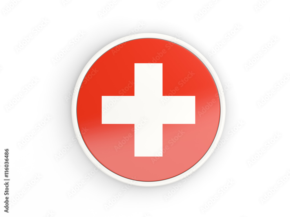 Flag of switzerland. Round icon with frame Flag of switzerland. Round icon with frame