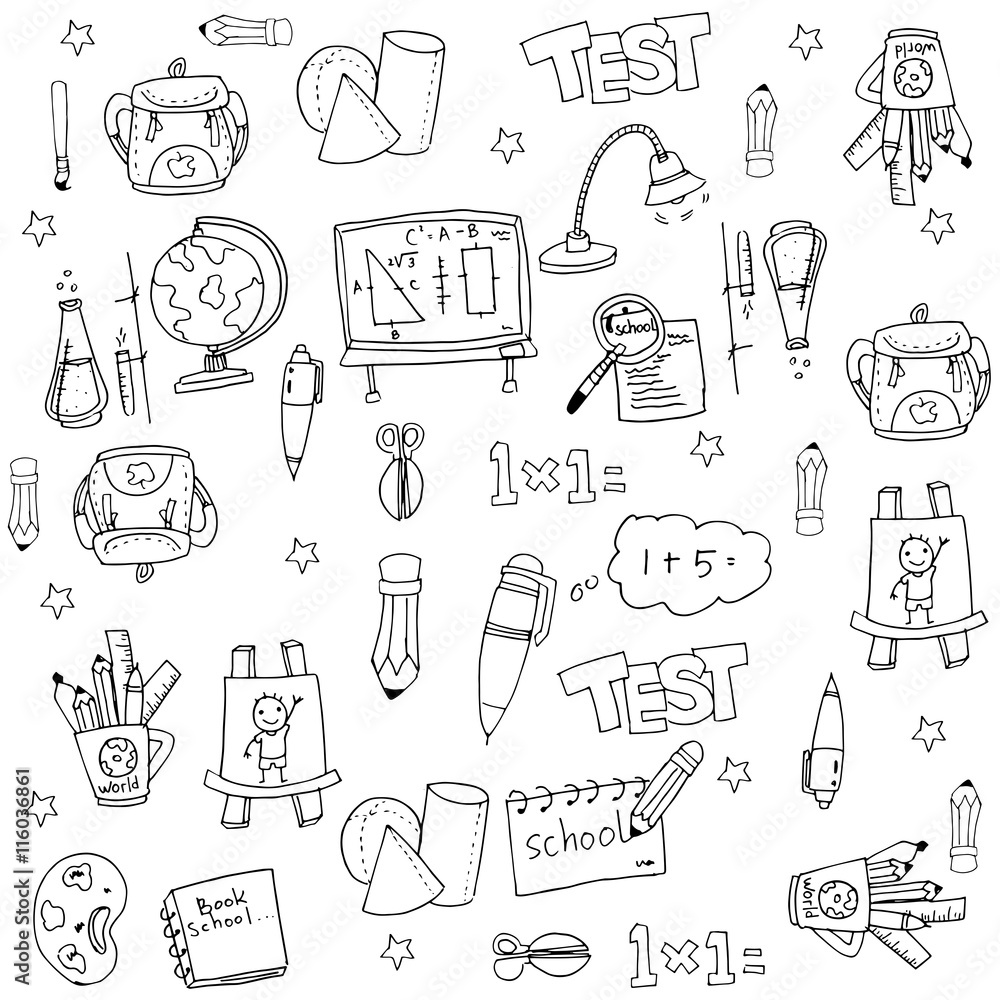 School flat doodles collection School flat doodles collection