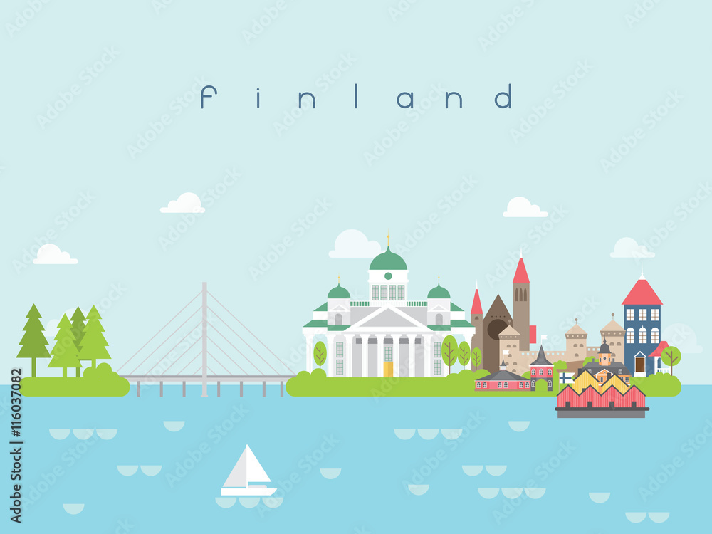 Finland Landmarks Travel and Journey Vector
