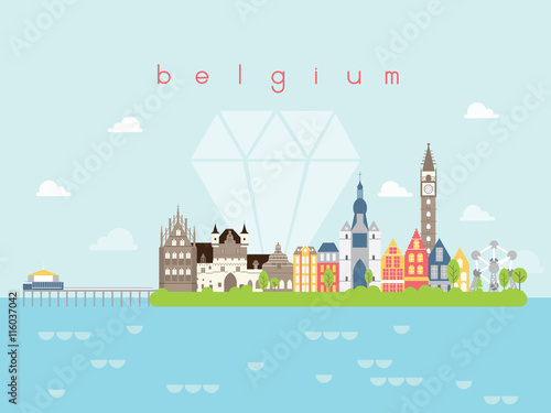 Belgium Landmarks Travel and Journey Vector