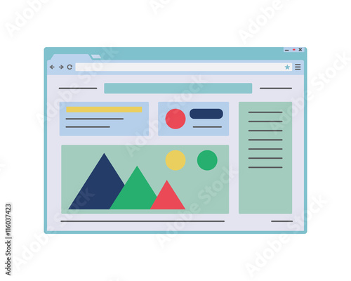 Flat web browser window mockup. Website page template.