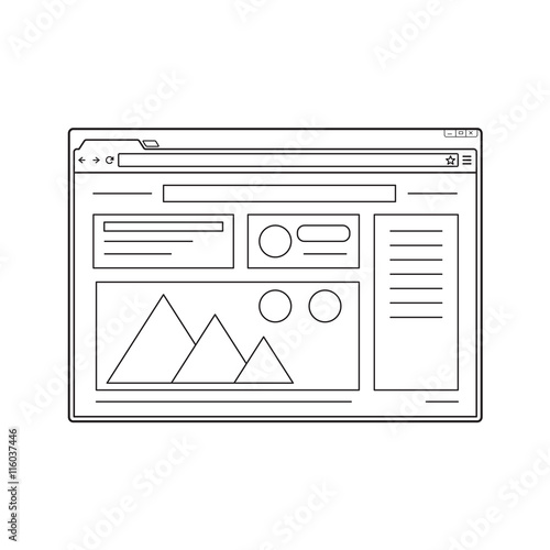 Line web browser window mockup. Website page template.