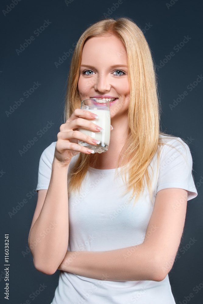 Young woman with milk Young woman with milk
