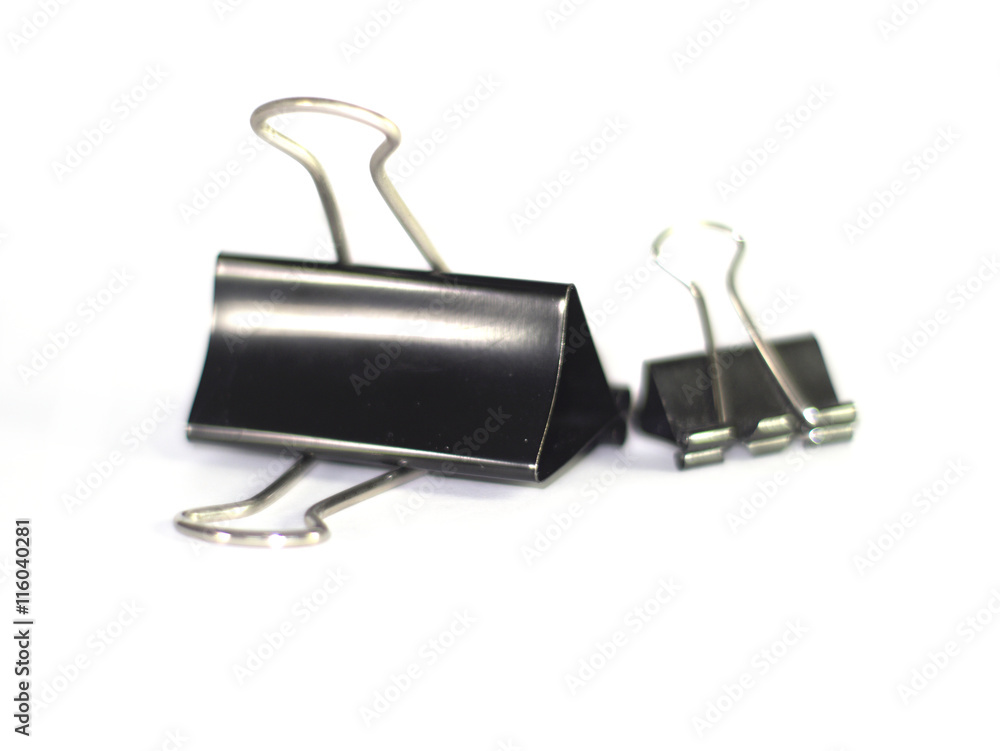 big and small black metallic binder clip isolated on white background big and small black metallic binder clip isolated on white background