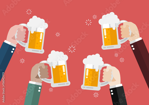 People clinking beer glasses