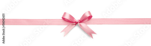 Fotografie, Obraz Pink ribbon bow on white background