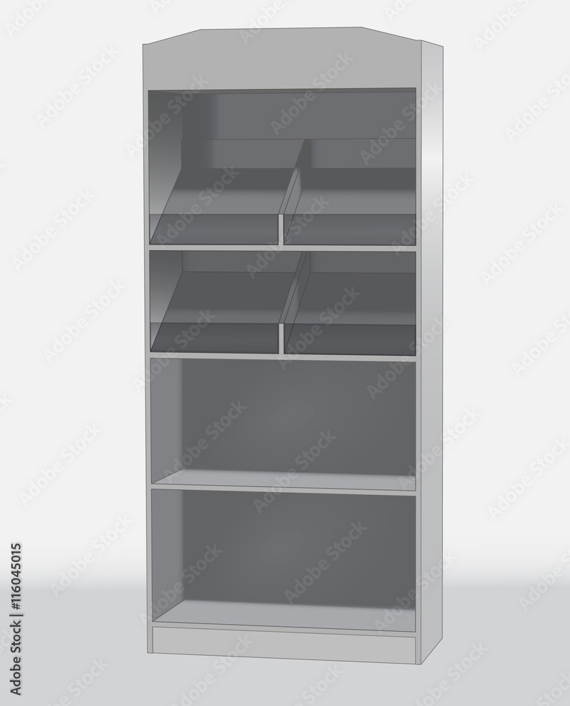 Sales shelf cabinet gray on a white background Isometric Sales shelf cabinet gray on a white background Isometric