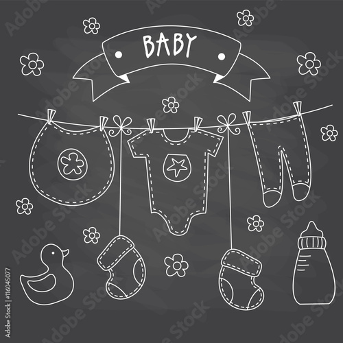 Doodle coat baby set with chalkboard