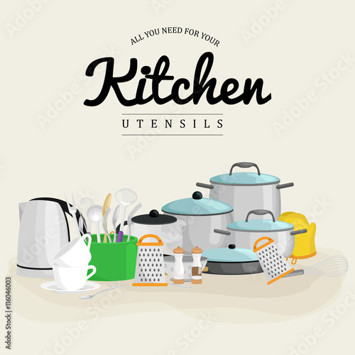 Kitchenware icons vector set.Cartoon kitchen utensil collection spoon pot food knife fork cup pan spatula ladle plate dish bowl colander whisk grater.Steel kitchen household cutlery, cooking equipment