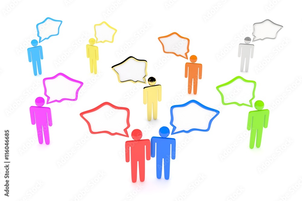 people with talk bubbles isolated over a white background. 3d rendering. people with talk bubbles isolated over a white background. 3d rendering.