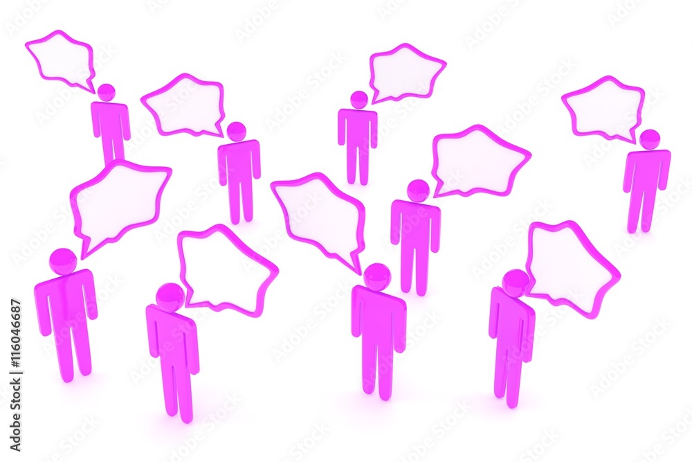 people with talk bubbles isolated over a white background. 3d rendering. people with talk bubbles isolated over a white background. 3d rendering.