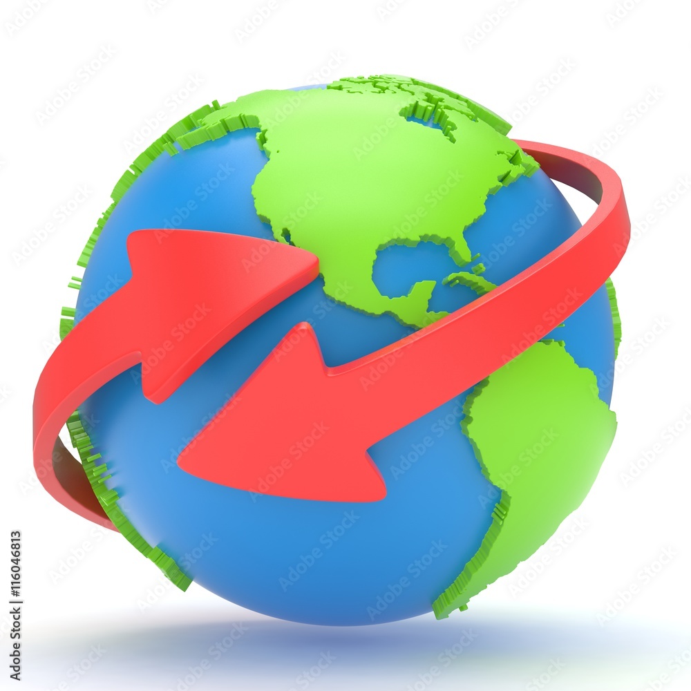 Arrows and Earth globe. 3d render Arrows and Earth globe. 3d render
