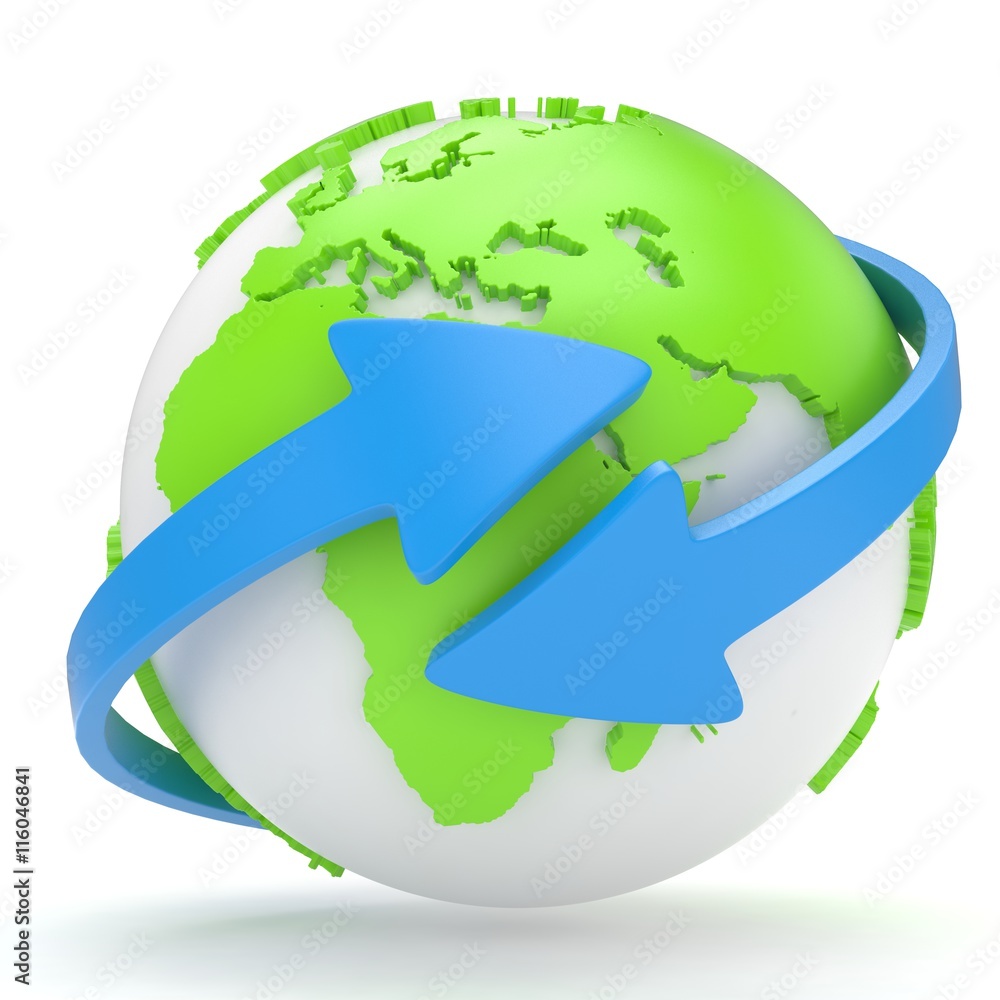 Fototapeta premium Arrows and Earth globe. 3d render