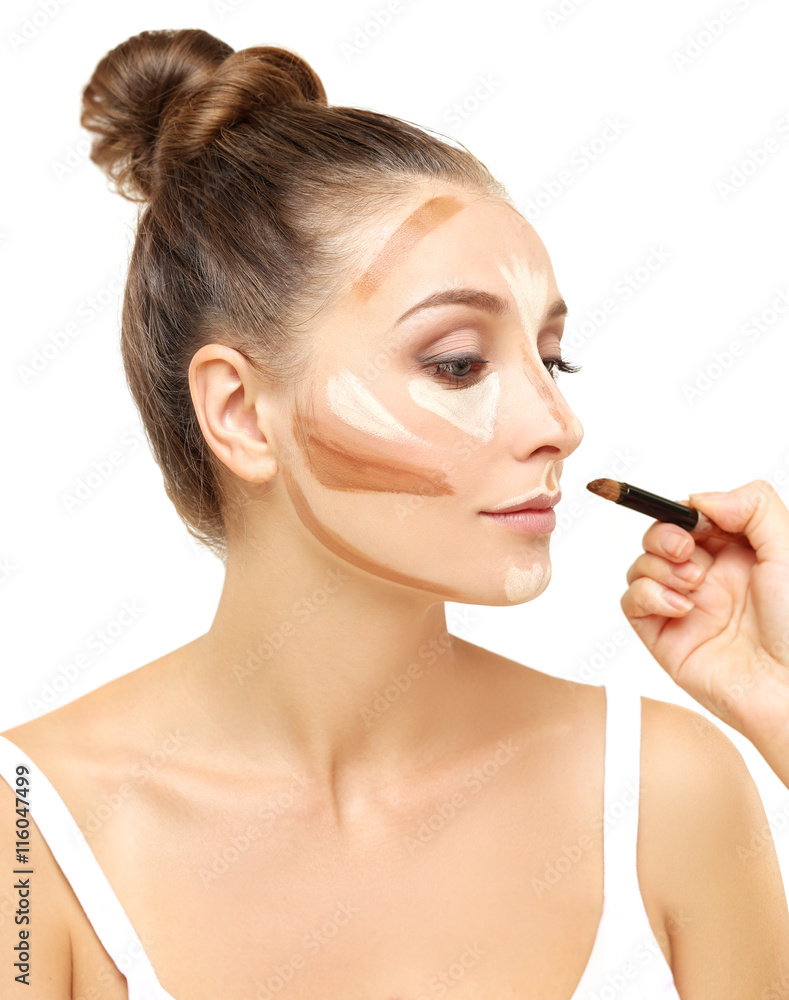 Contouring.Make up woman face. Contour and highlight makeup. Contouring.Make up woman face. Contour and highlight makeup.