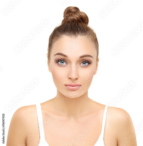 Beauty portrait of a young girl. Fresh Clean Skin