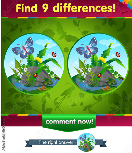 9 differences butterfly