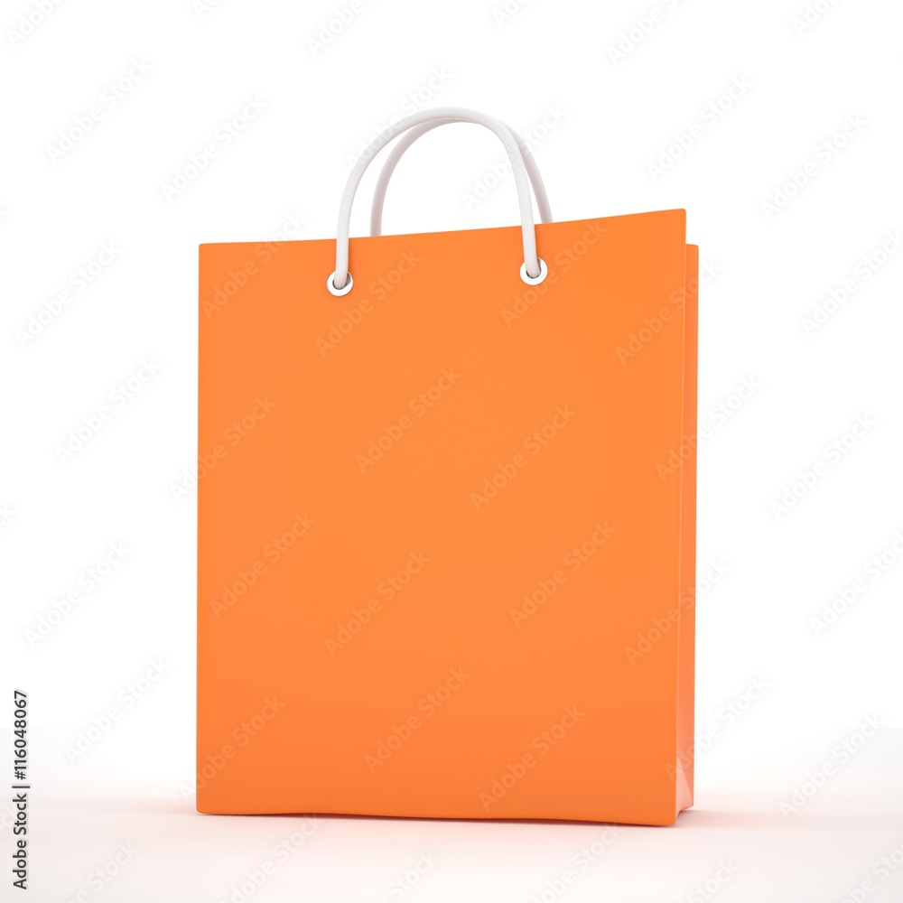 Paper Shopping Bag isolated on white background. 3d rendering. Paper Shopping Bag isolated on white background. 3d rendering.