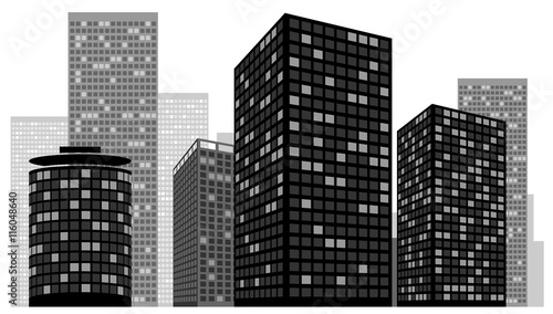 Cityscape - Buildings and City Scene Illustration, Vector