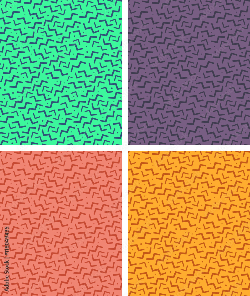 Seamless geometrical memphis pattern in retro 80's 90's flat style v 1 Seamless geometrical memphis pattern in retro 80's 90's flat style v 1