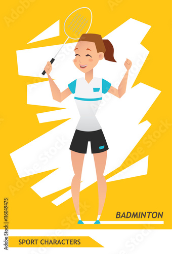 Sport characters badminton player vector design