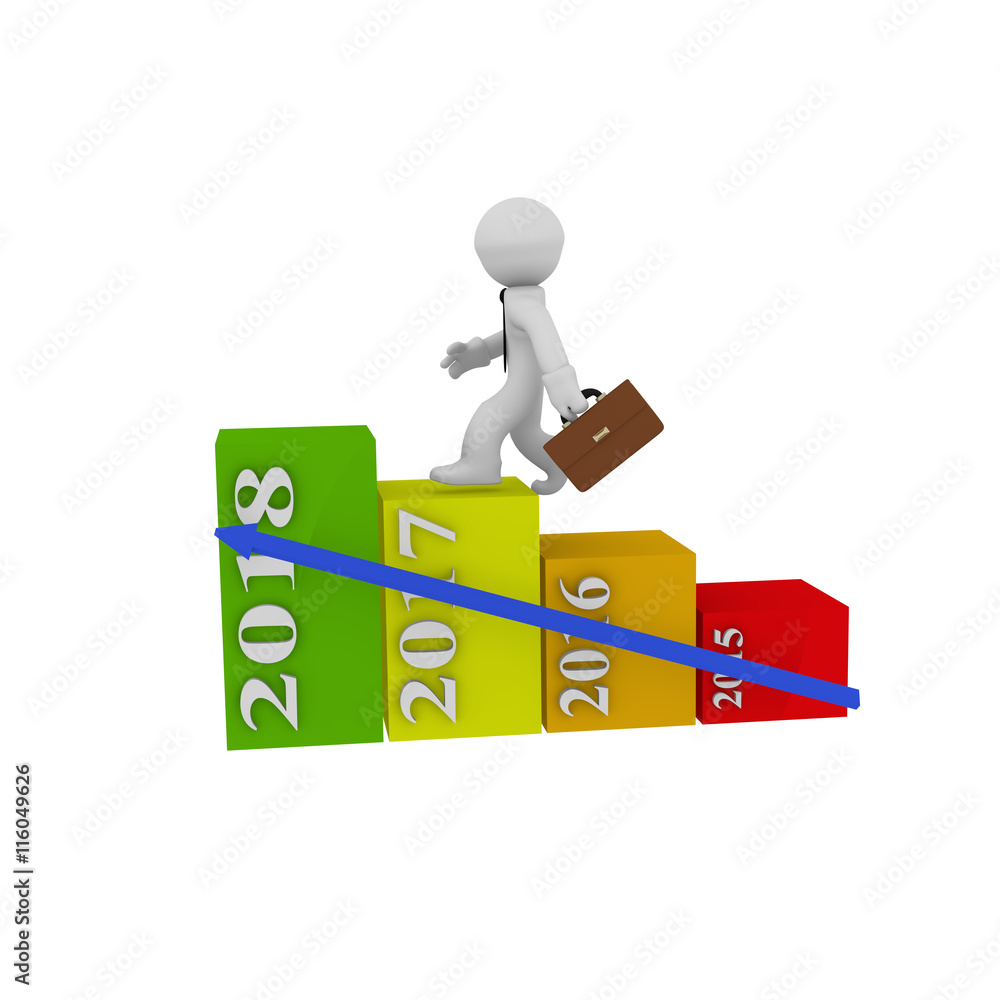 Colorful business graph with diffrent years, upswing concept 3d Colorful business graph with diffrent years, upswing concept 3d