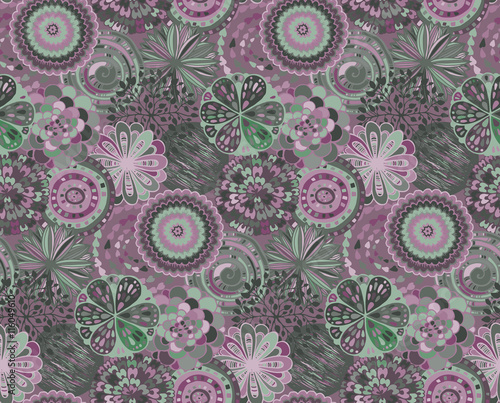 Seamless pattern with hand drawn fancy circle.