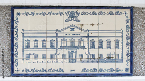 Art drawing on ceramic wall inside of Civic and Municipal Affairs Bureau (IACM) - Leal Senado in 1999 A.D.