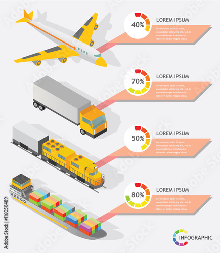 isometric info graphic transporter shipping vector design