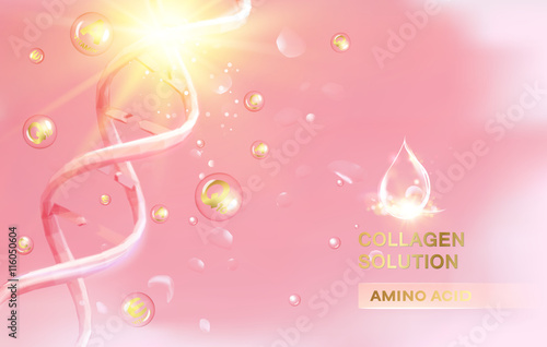 Scince illustration of a DNA molecule. Organic cosmetic and skin care cream. Vector illustration.