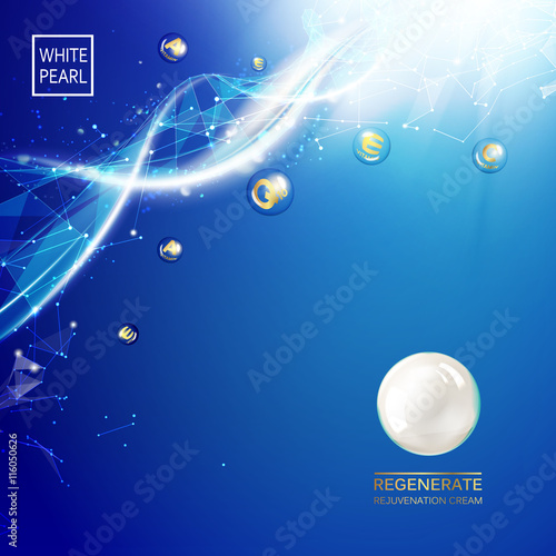 Scince illustration of a DNA molecule. Organic cosmetic and skin care cream. Vector illustration.