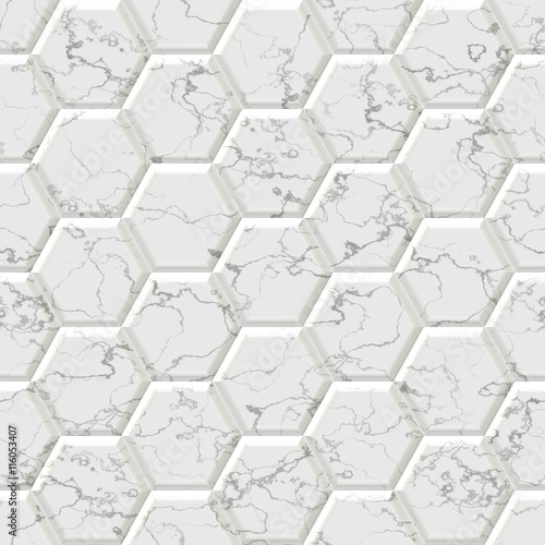 white and gray marble hexagon seamless pattern texture background