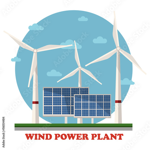 Wind and solar power plants with turbines