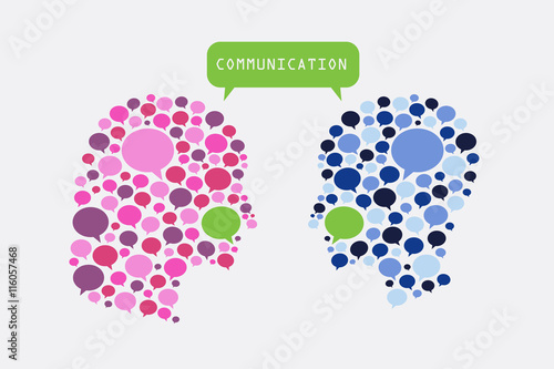 Communication concept with speech bubble in shape of man and woman talking to each others.