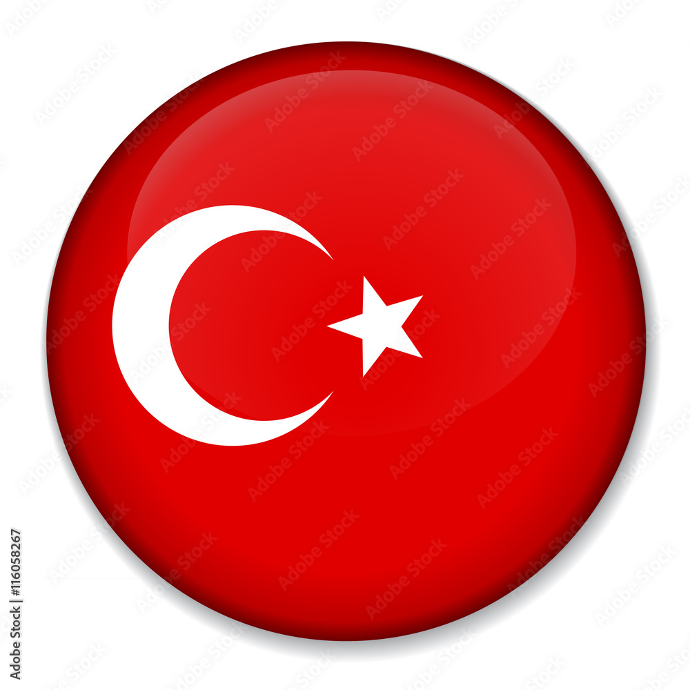 National flag of Turkey on a glass button National flag of Turkey on a glass button