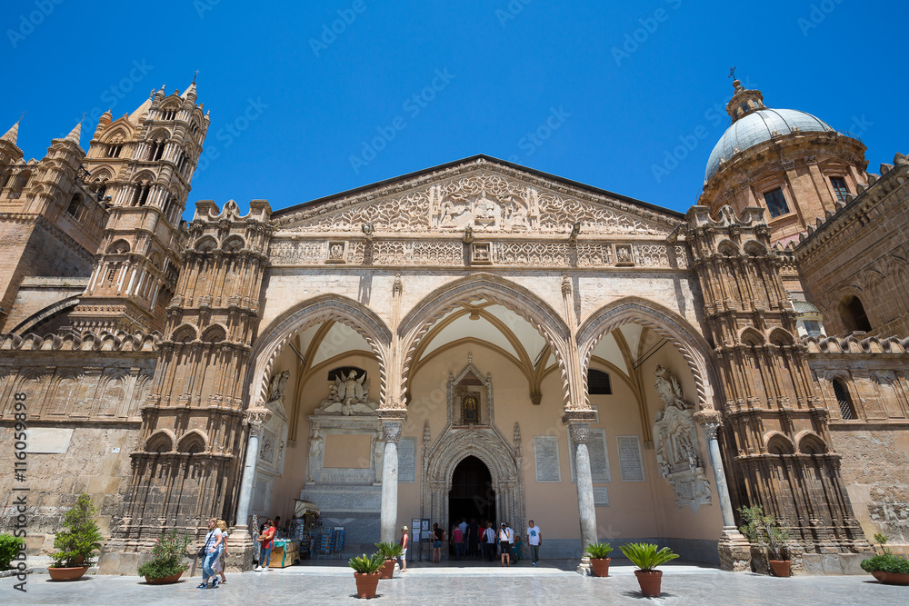 Cathedral of Palermo on the blue sky