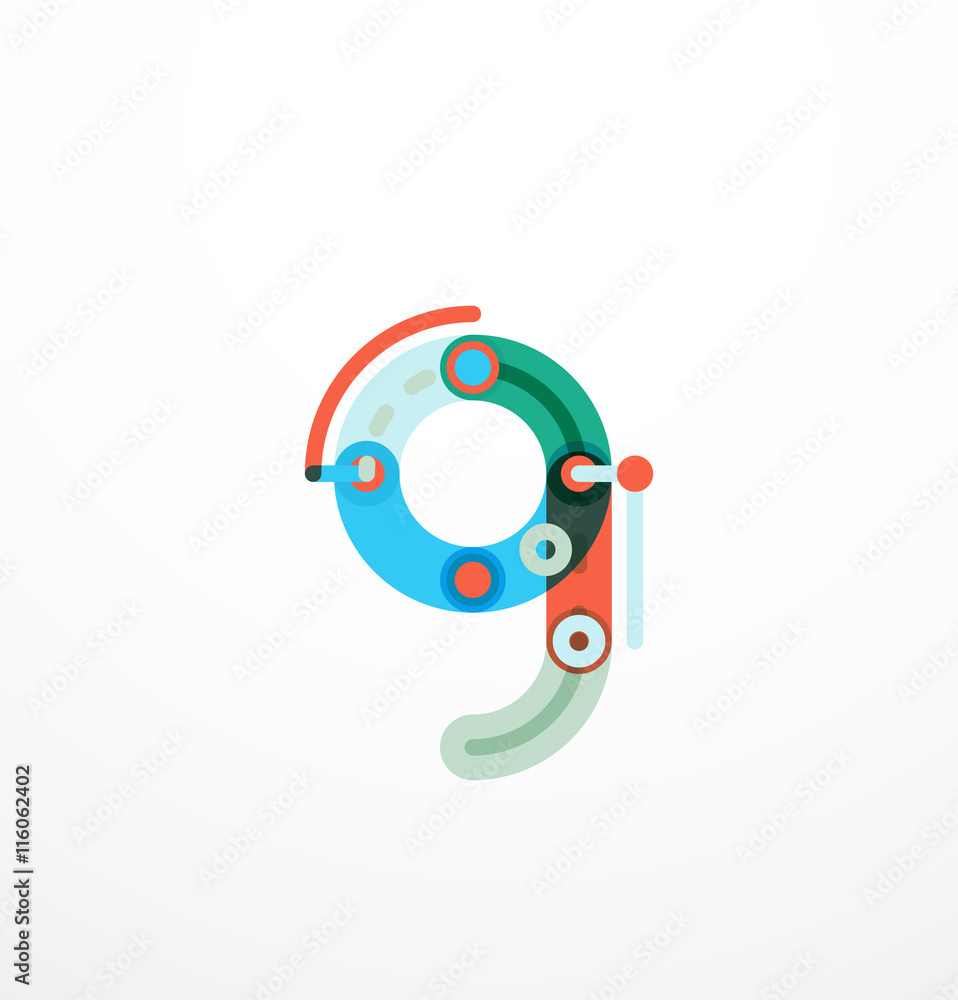 Obraz premium Cartoon linear letters icons