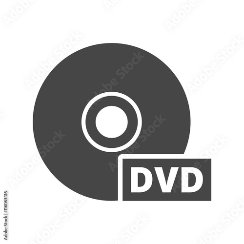 Black dvd icon isolated on white