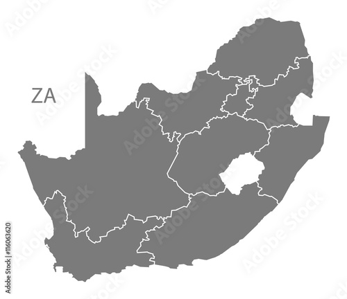 South Africa Map with provinces grey photo