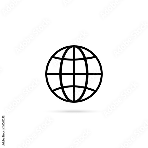 Black and white earth with shadow on white background
