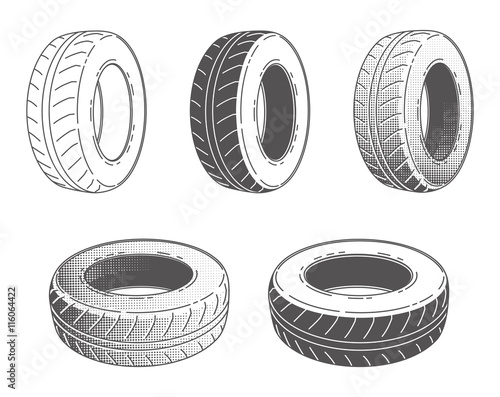 Car tire rubber wheel set