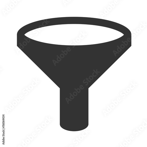 Funnel icon. Simple flat logo of funnel on white background. Vector illustration.