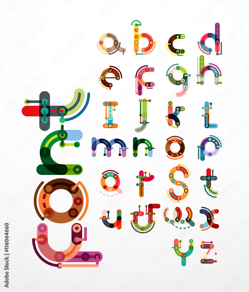 Linear design font, alphabet