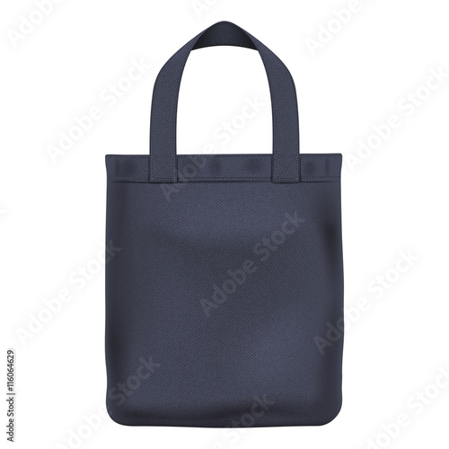 Eco textile black tote bag vector illustration.