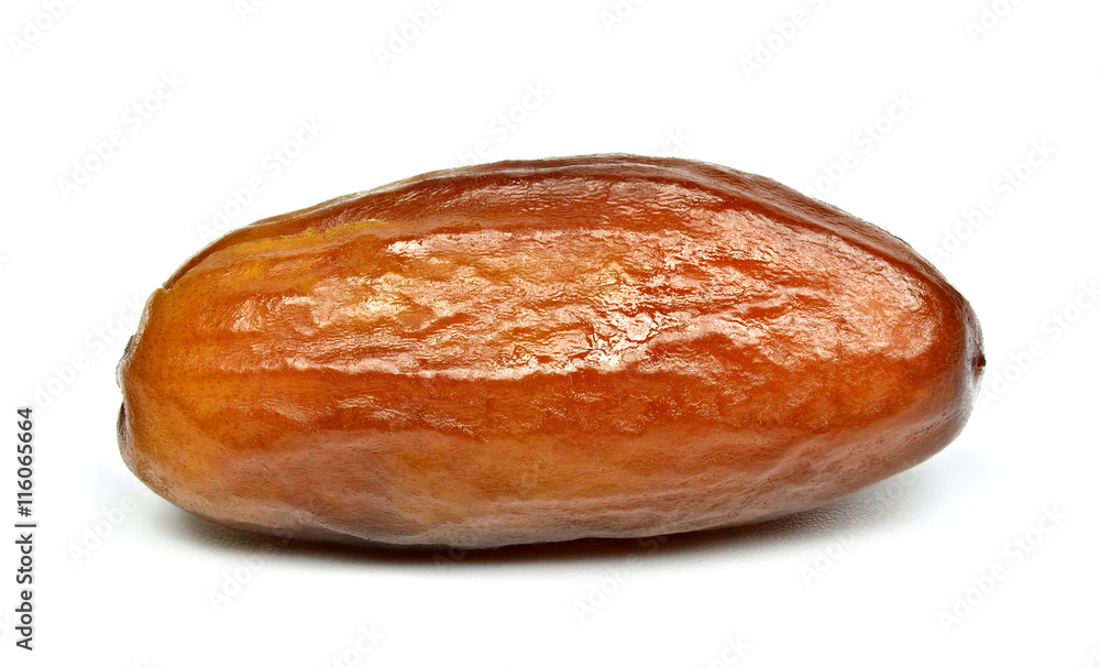 Single dried date fruit on white background Single dried date fruit on white background