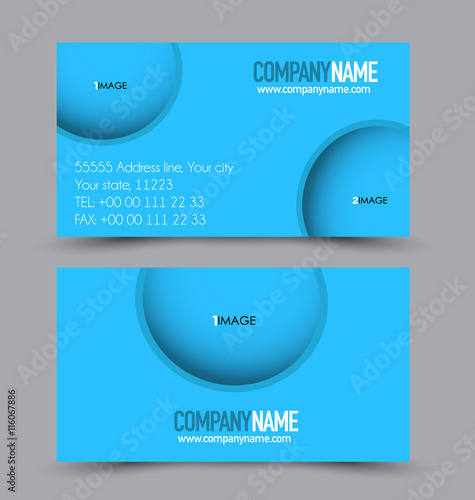 Business card design set template for company corporate style. Blue color. Vector illustration.