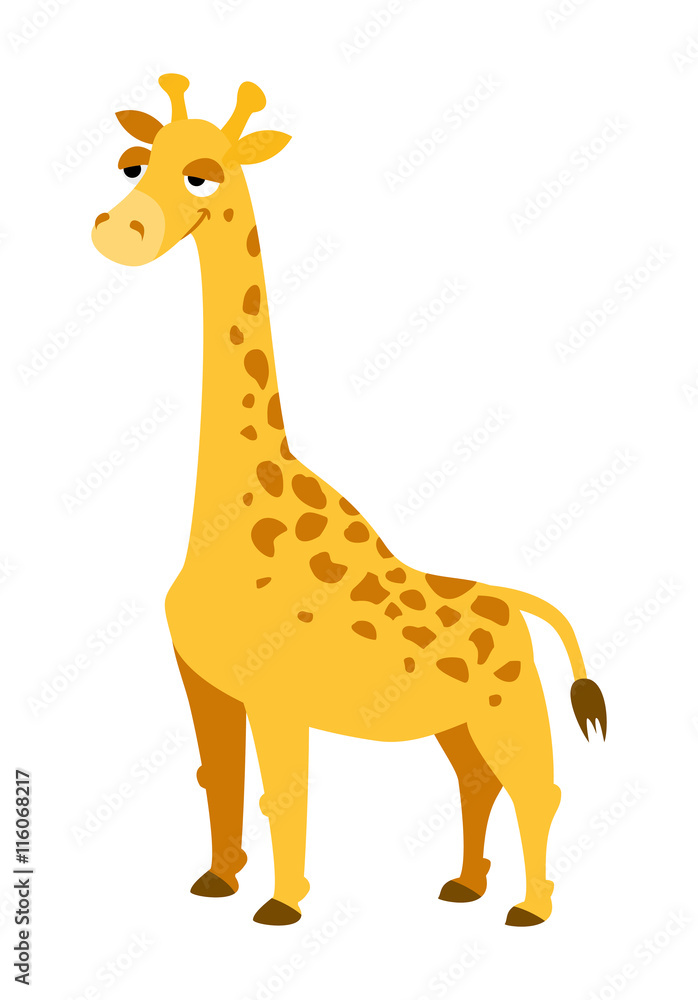 Fototapeta premium vector illustration funny yellow giraffe on a white background