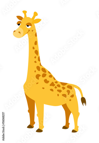 vector illustration funny yellow giraffe on a white background