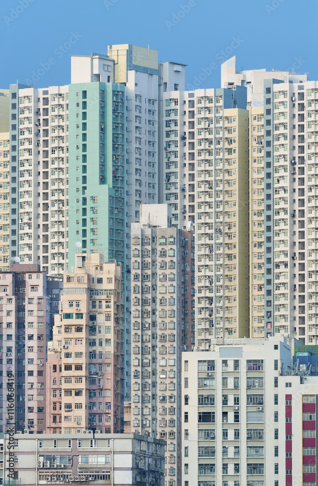 Fototapeta Highrise residential buildings in Hong Kong