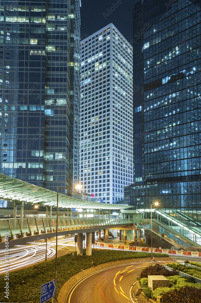 Night traffic in Hong Kong City Night traffic in Hong Kong City